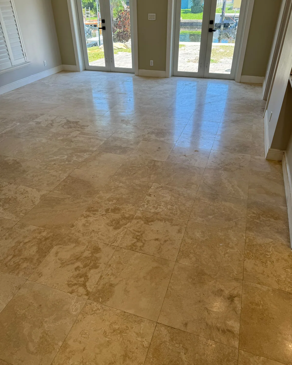 marble floor polishing before professional service